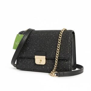 kate spade Black Glitter Crossbody Bag with Gold Hardware